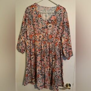 3/4 Sleeve Floral Dress